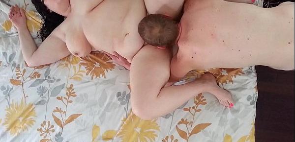  Bbw huge tit wife eaten and fucked  overhead view